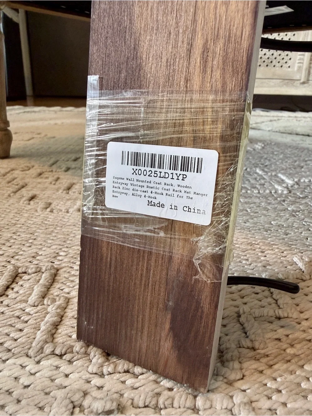Weathered Wood Wall Hanger with Hooks